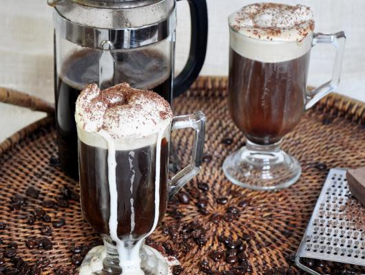 Delicious White Russian Coffee with Kahlua Whipped Cream