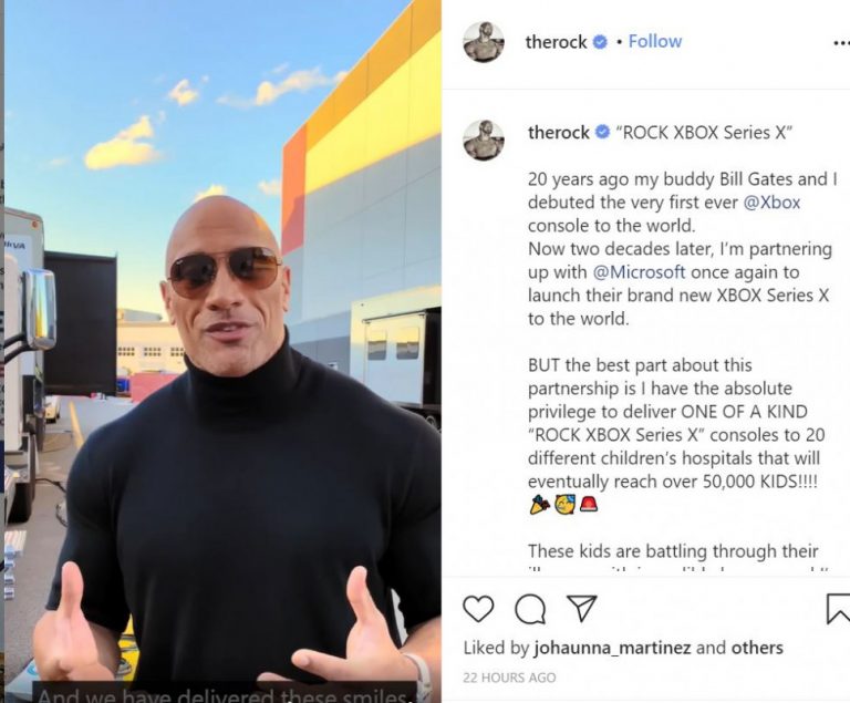Dwayne “The Rock” Johnson Delivers Custom Xbox Series X to Children’s Hospitals