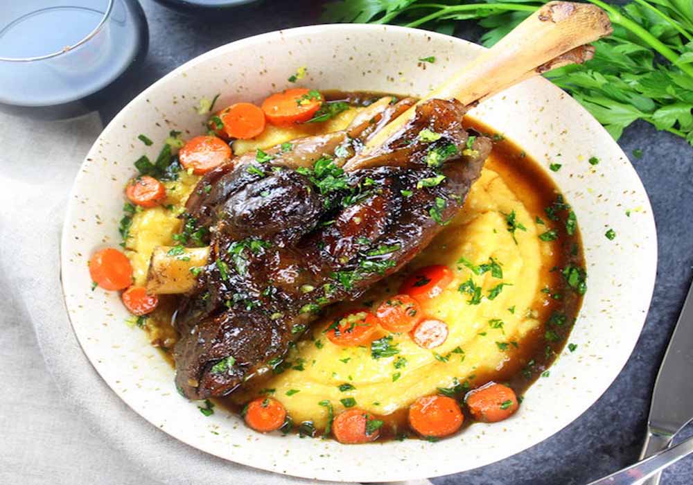 Slow Cooked Lamb Shanks with Polenta CWEB