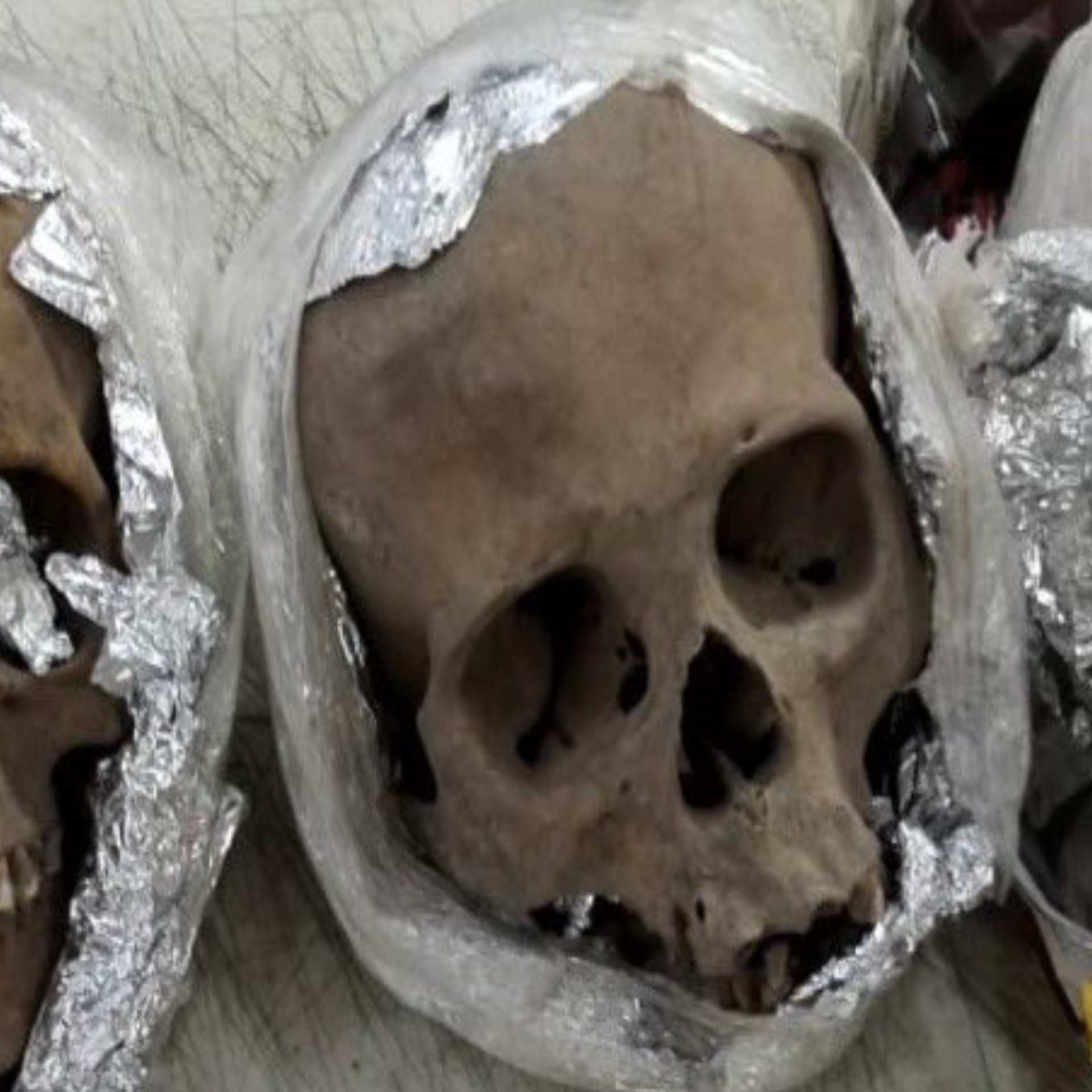 Four human skulls discovered in a crate at a Mexican airport traveling to the US