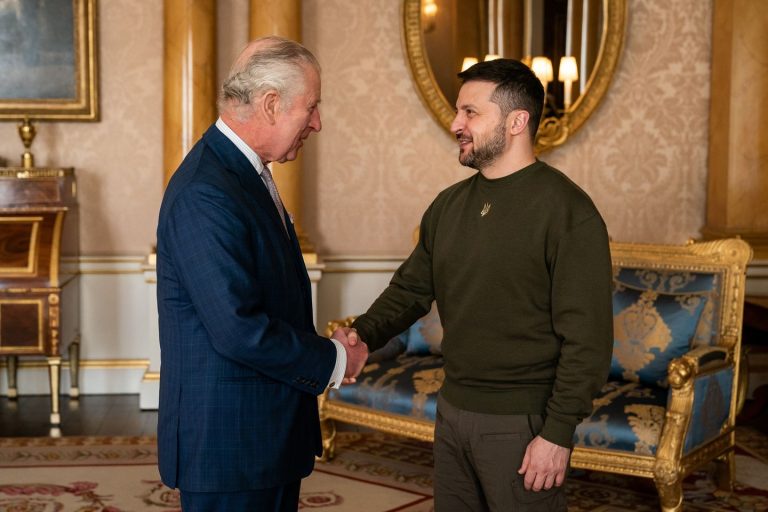 At Buckingham Palace, King Charles Meets Ukrainian President Volodymyr Zelensky captured on Video
