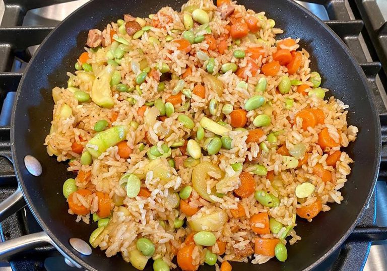 Easy Fried Rice Recipe: Tasty 15-Minute Fried Rice With Chicken Sausage & Vegetables