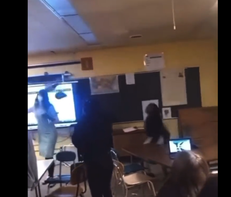 Watch Teacher hit by chair thrown by student, district says teacher released from hospital