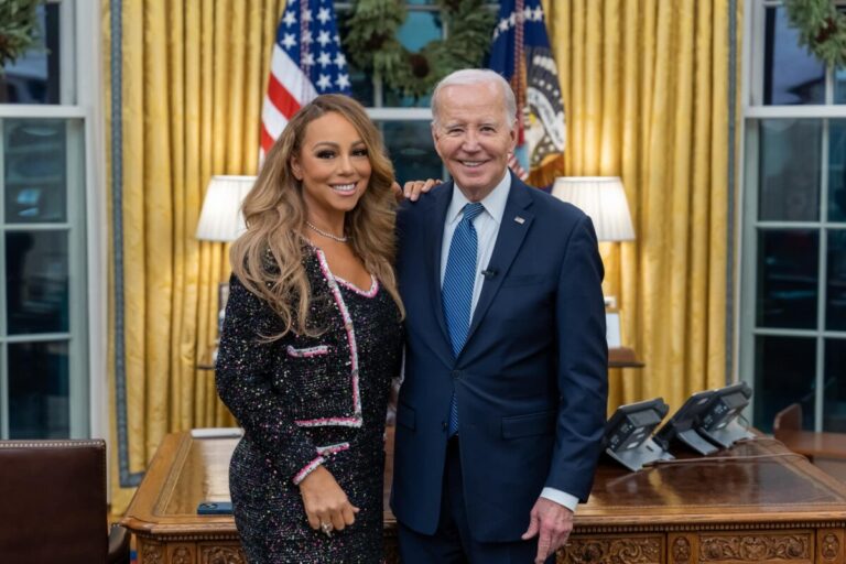 Celebrity Mariah Carey celebrates holiday cheer at White House with Biden, Harris