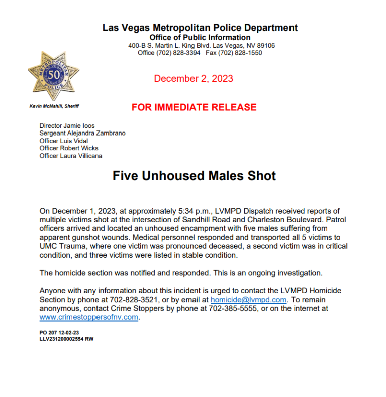 Five homeless people shot in Las Vegas, LAPD hunt serial killer in Los Angeles