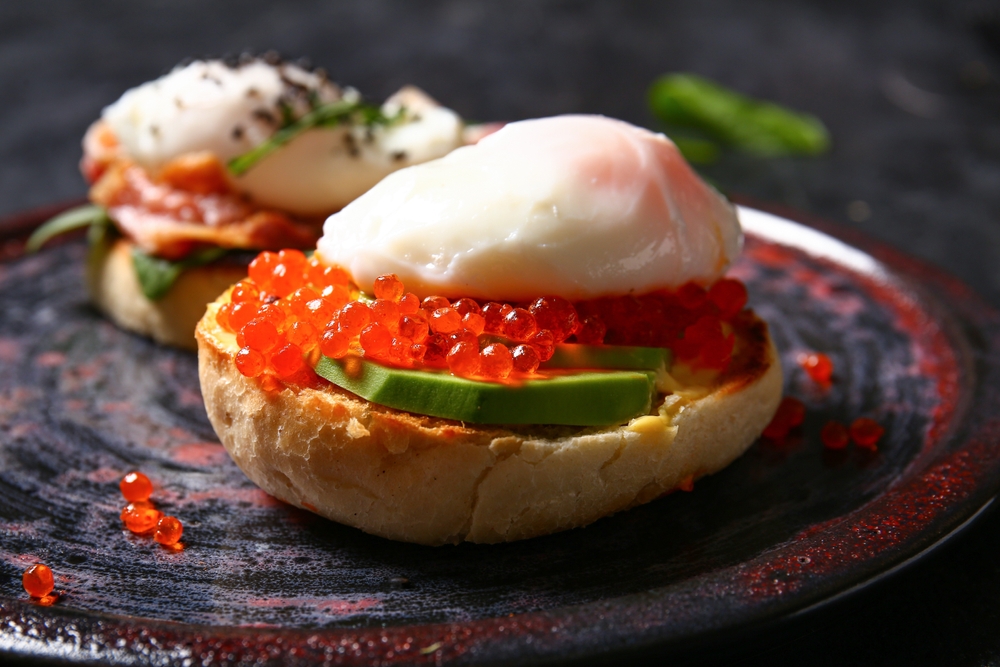 Video Eggs Benedict with Caviar and Red Chard Recipe by CWEB